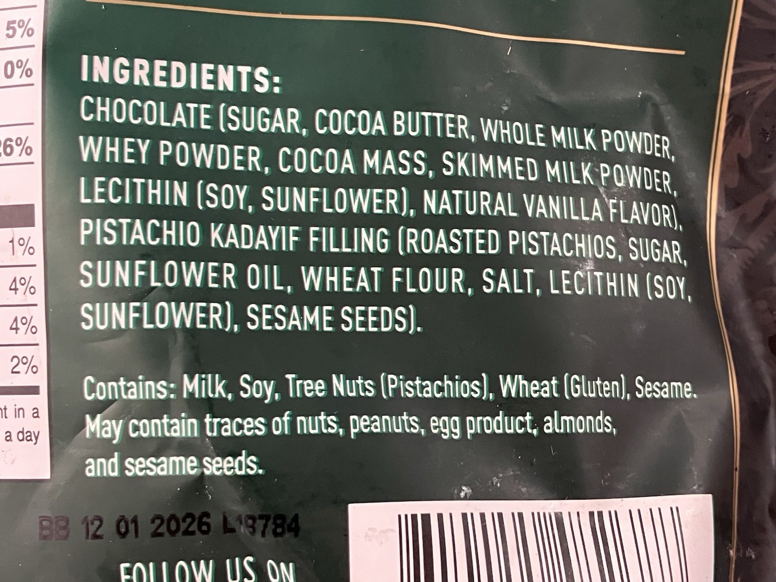 3 Bags Nutty Fruity Dubai Chocolate Bars Individually Wrapped 16oz Bags