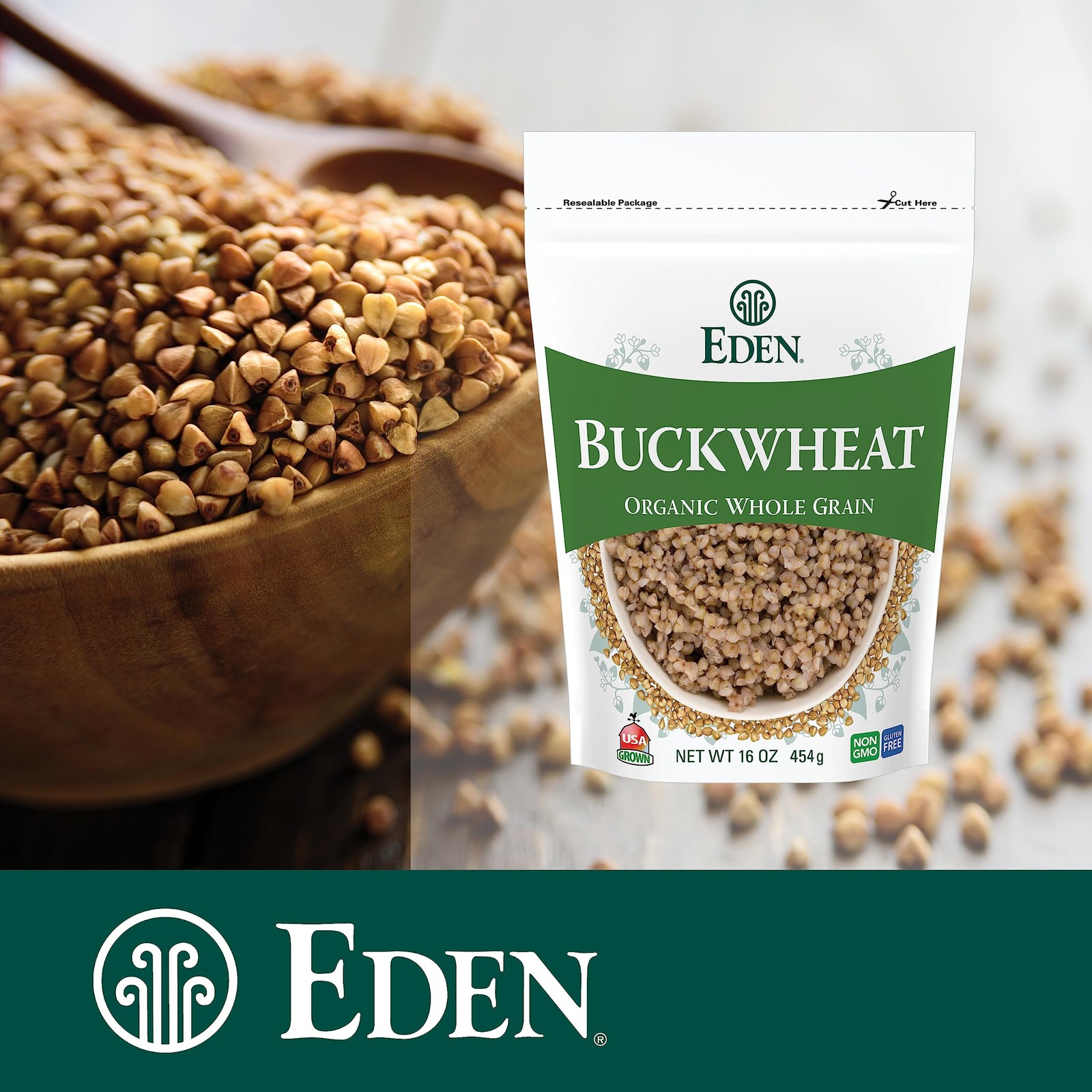 Eden Foods Organic Gluten Free Hulled Buckwheat Groats 1 Pound Whole Grain