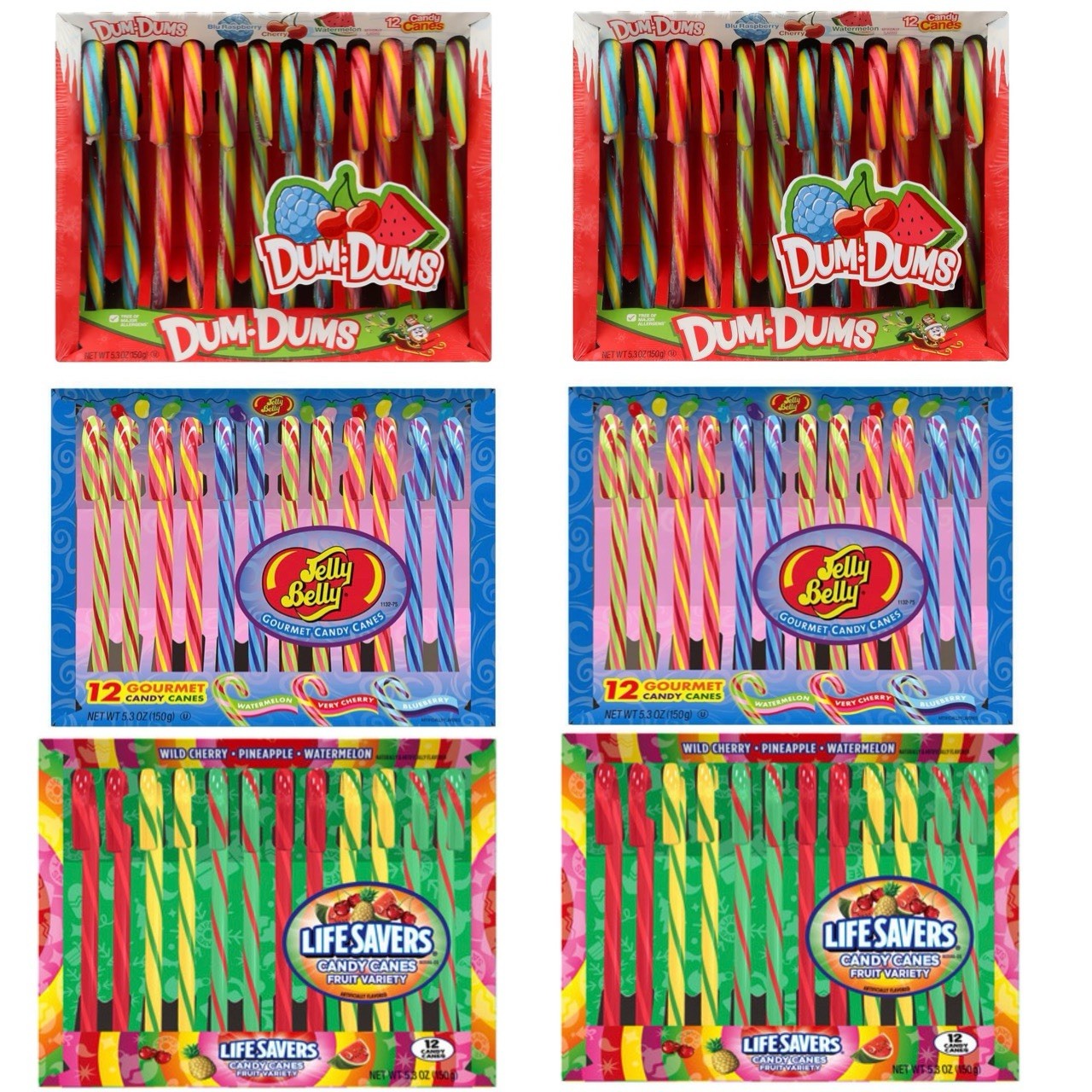 72 – Candy Canes – 24 – Lifesavers, 24 – Jelly Belly, & 24 – Dum-Dums