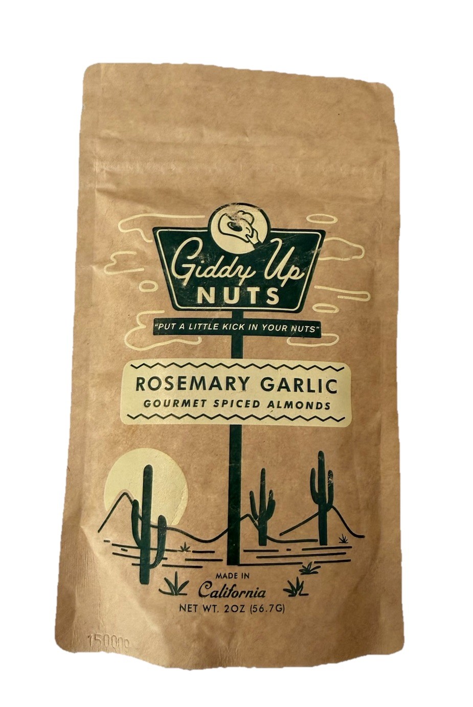 Giddy Up Nuts Rosemary Garlic Gourmet Spiced Almonds 2 oz Snack Size Single Bag