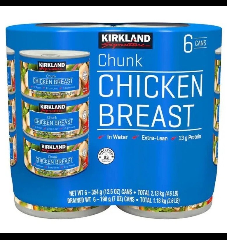6 cans – Kirkland Chunk Chicken Breast 12.5oz Packed in Water