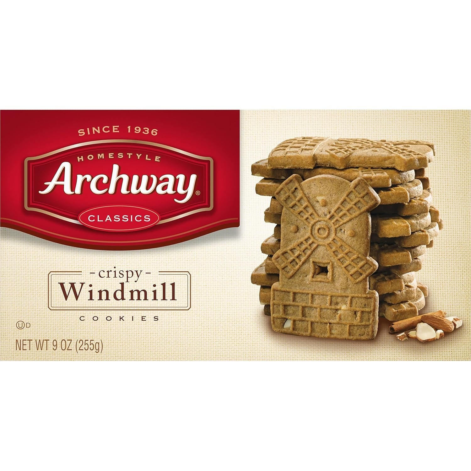Delicious 9 Oz Box of Homestyle Windmill Cookies with Almonds & Cinnamon