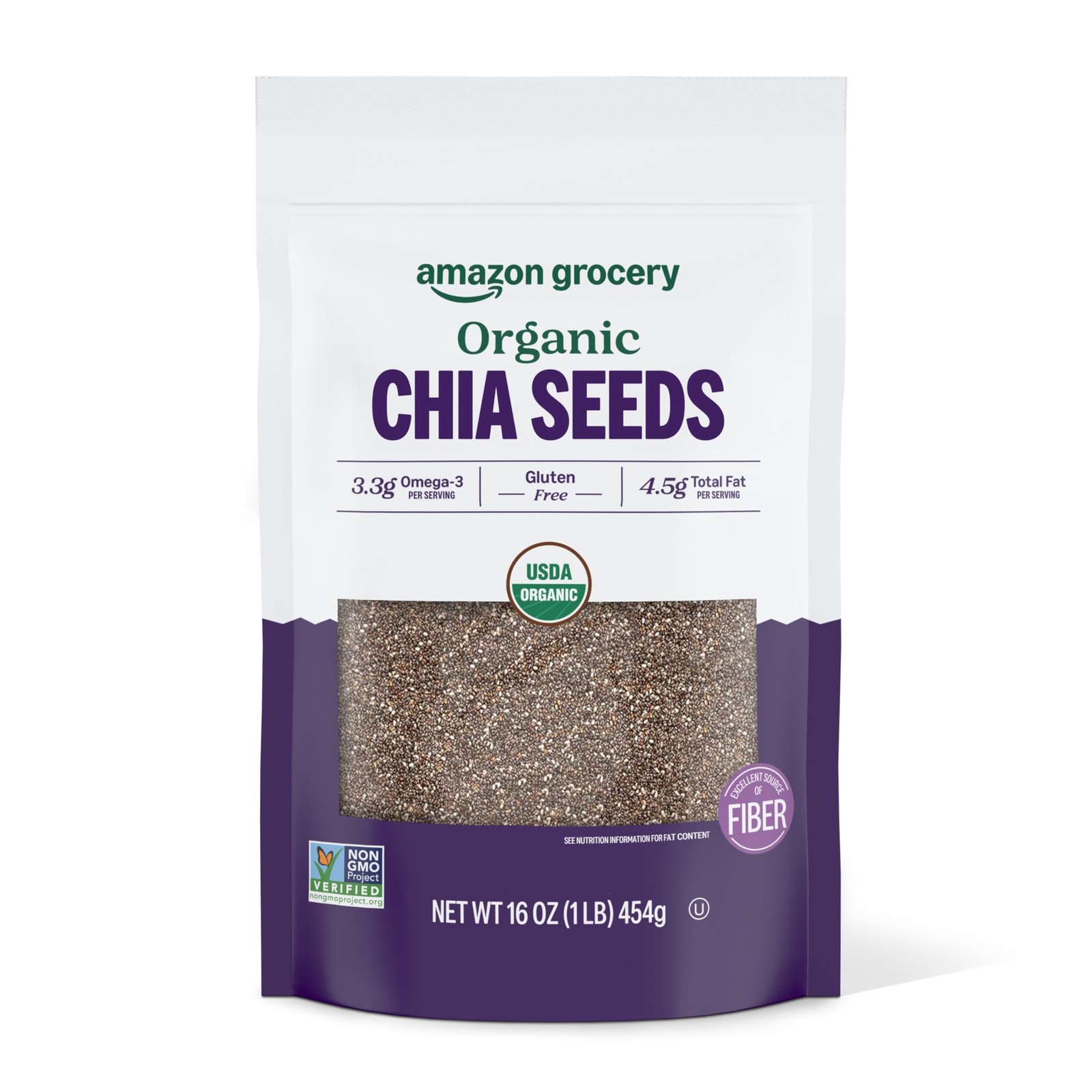 Amazon Grocery, Organic Chia Seeds, 16 Oz 1 Pound (Pack of 1)