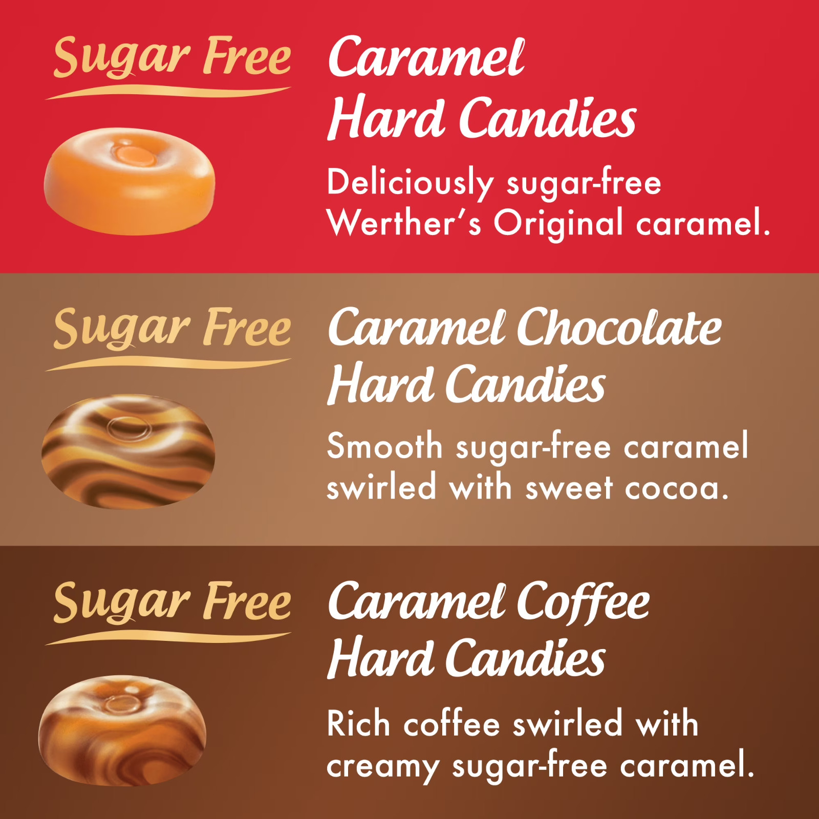 Werthers Original Hard Sugar Free Caramel Coffee,Caramel Candy 7.7Oz, (3 PACK)