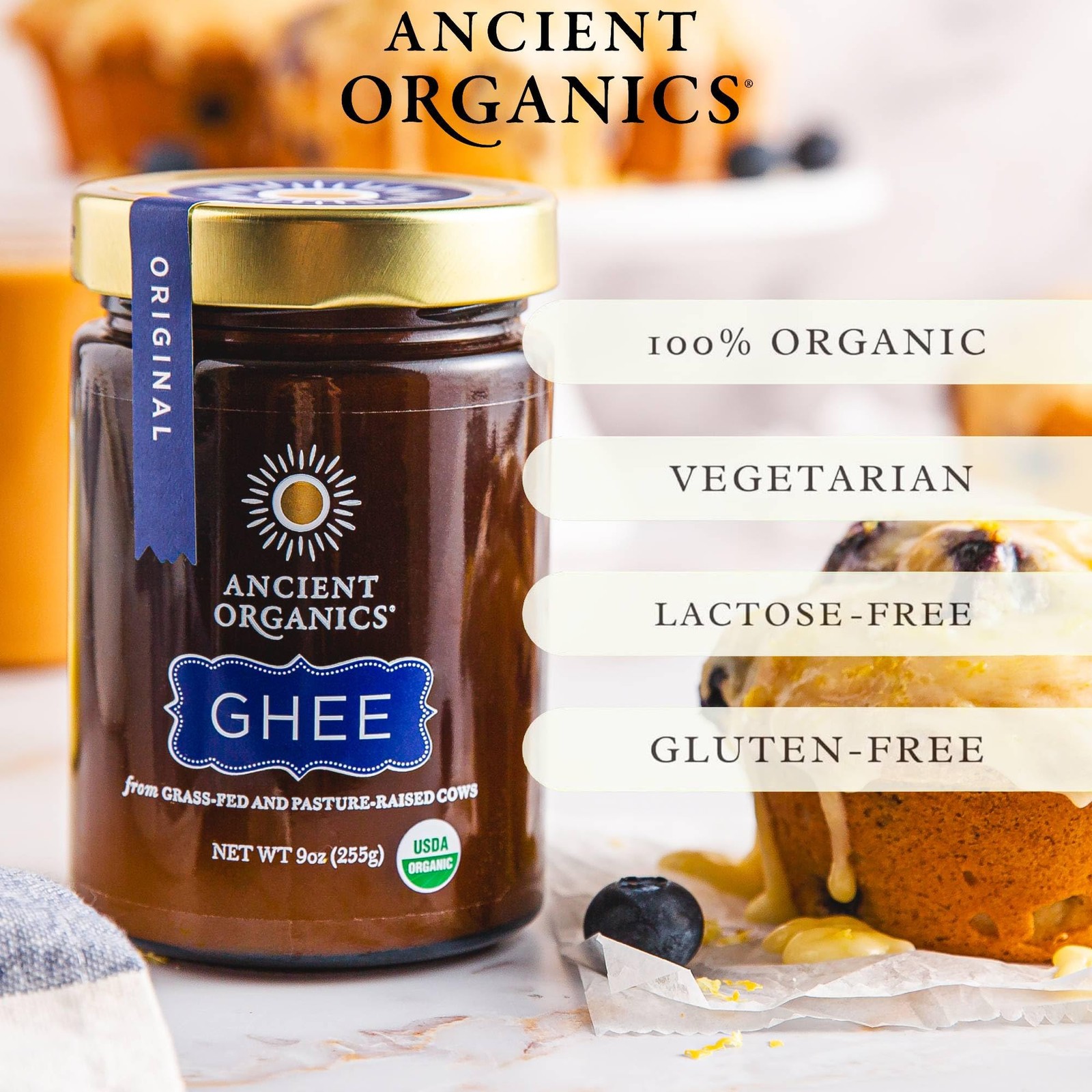 Organic Grass Fed Ghee Butter Clarified Cooking Oil Vitamins Omegas 18 Oz 2 Pack