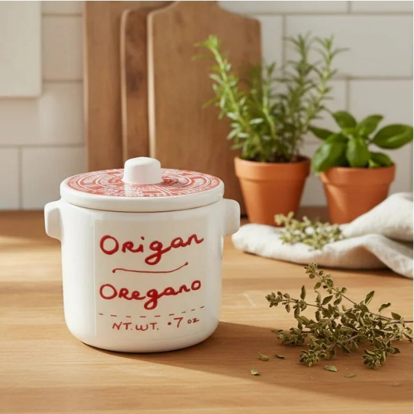 Aux Anysetiers Du Roy, Oregano (Origan) in Lidded Ceramic Crock, .7 oz, Imported