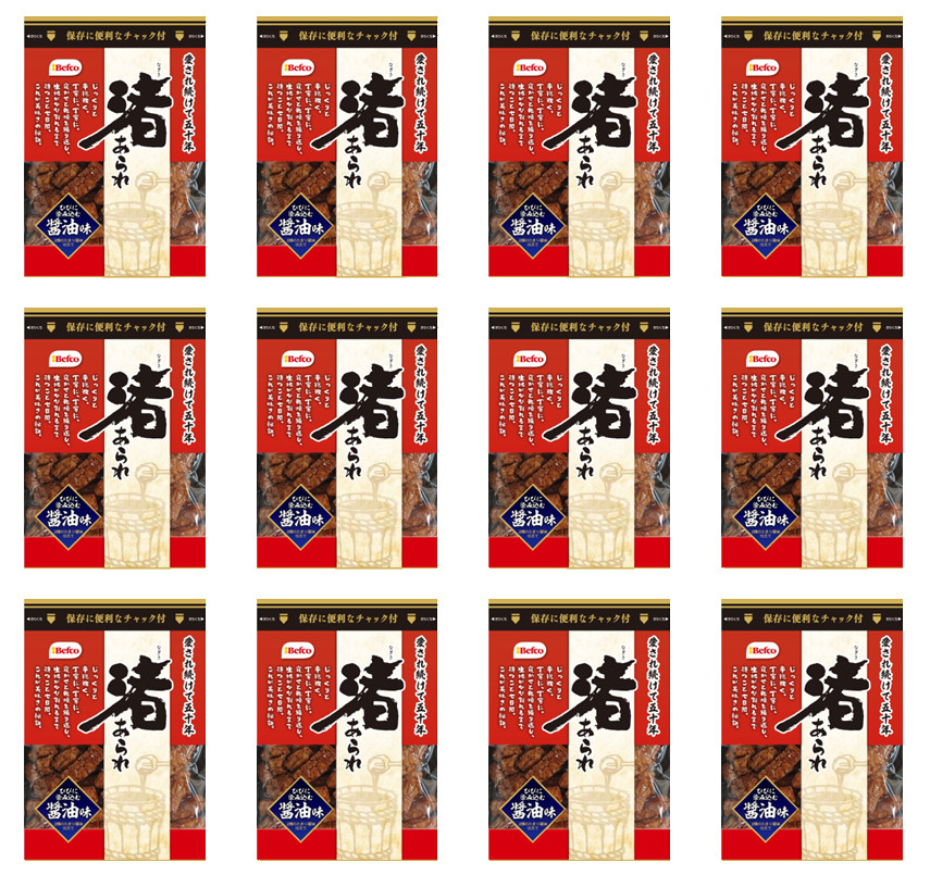 Japan Kuriyama Beika Nagisa Arare Soy Sauce Flavor Rice Crackers 90g × 12 bags