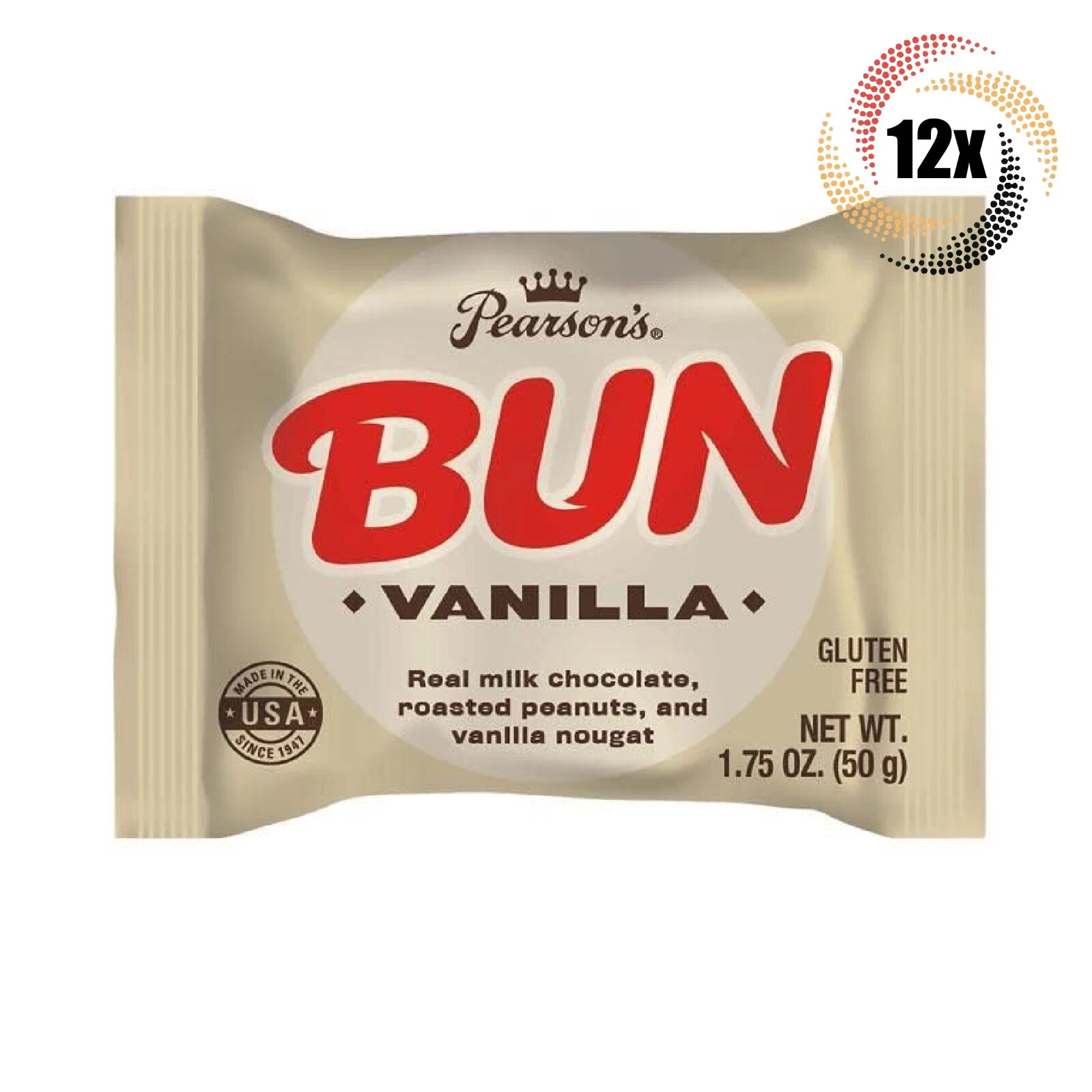 12x Buns Pearson’s Vanilla Milk Chocolate & Roasted Peanuts Nougat Buns – 1.75oz
