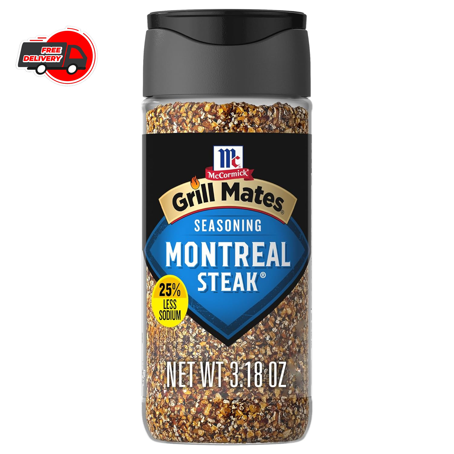 McCormick Grill Mates 25% Less Sodium Montreal Steak Seasoning, 3.18 oz