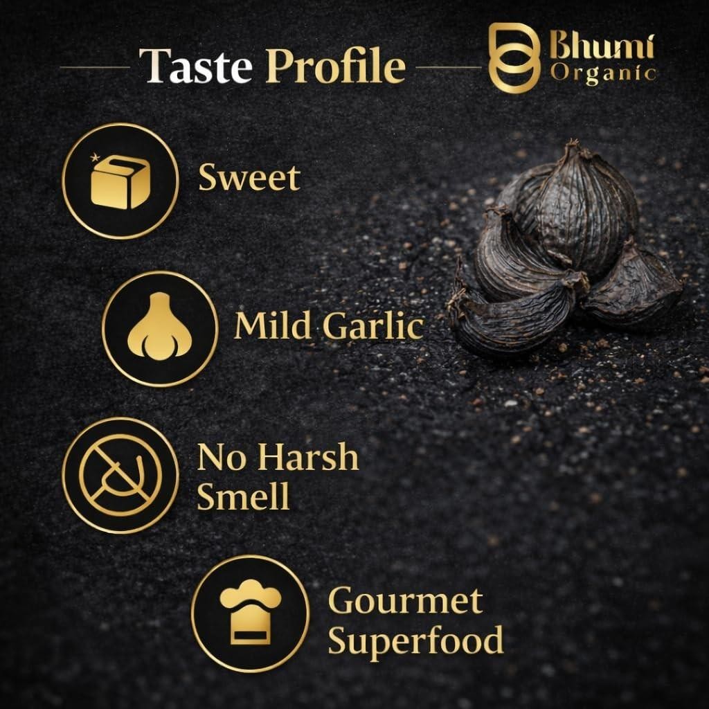 Bhumi Organic Black Garlic Cloves 100 GM Naturally Fermented Ready-to-Eat