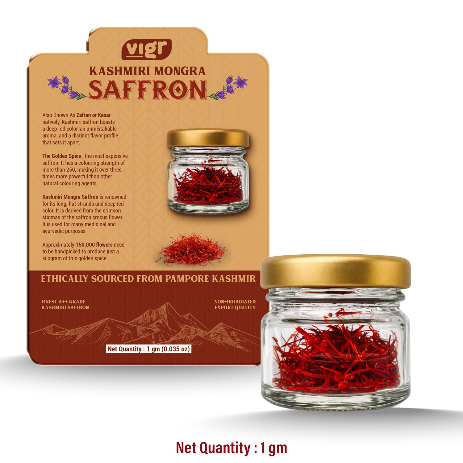 Single Origin Kashmiri Mongra Saffron (Kesar) – Farm Direct from Pampore, Lab Te