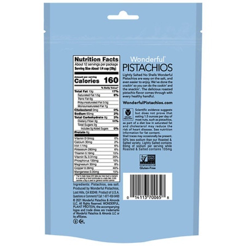Pistachios No Shell Roasted & Lightly Salted 12.0 oz