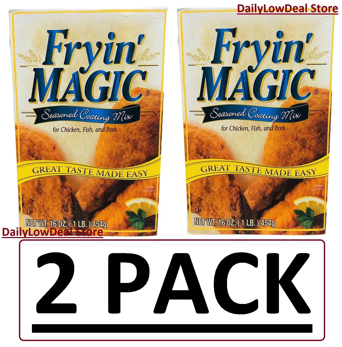 2 PACK – Fryin Magic Seasoned Coating Mix for Chicken Fish 16 oz EACH Frying