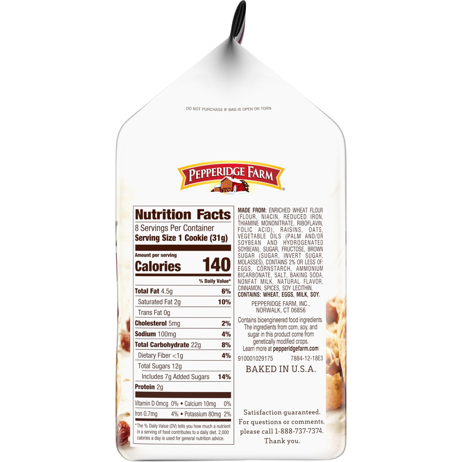 Pepperidge Farm Santa Cruz Soft Baked Oatmeal 8.6 Ounce (Pack of 1), brown