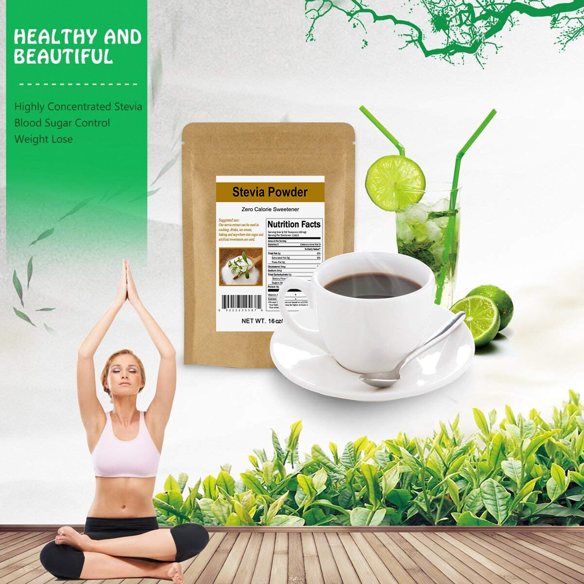 PURE STEVIA EXTRACT POWDER STEVIOSIDES NATURAL SWEETENER 0 Cal SUGAR SUBSTITUBES