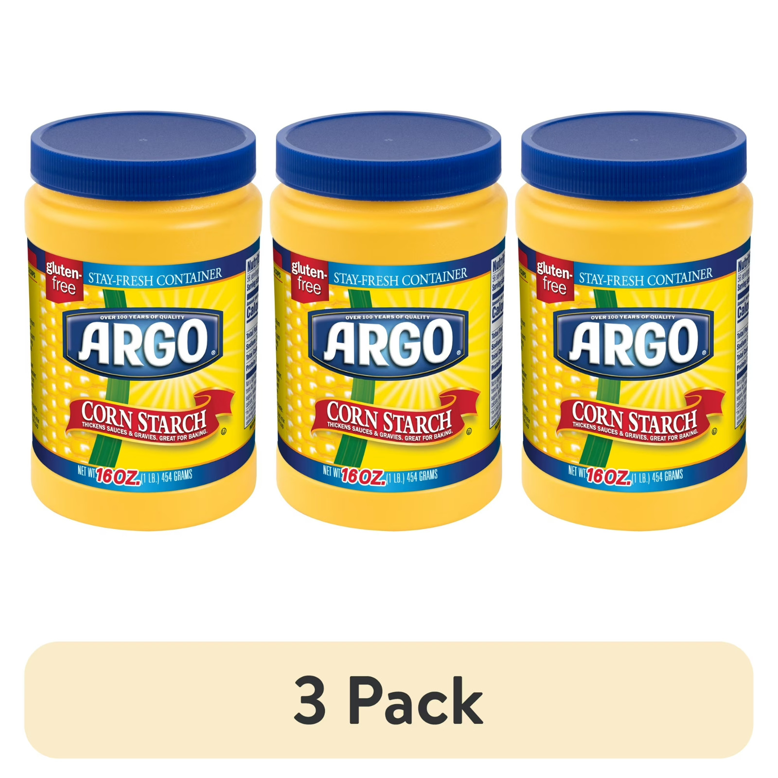 (3 pack) Argo Gluten-Free Corn Starch Thickener, 16 oz