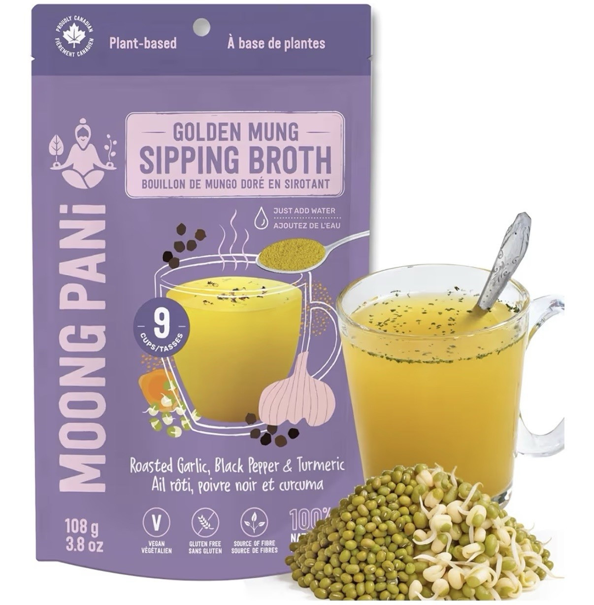 Moong Pani Golden Mung Sipping Broth Roasted Garlic Pepper Turmeric 3 pack