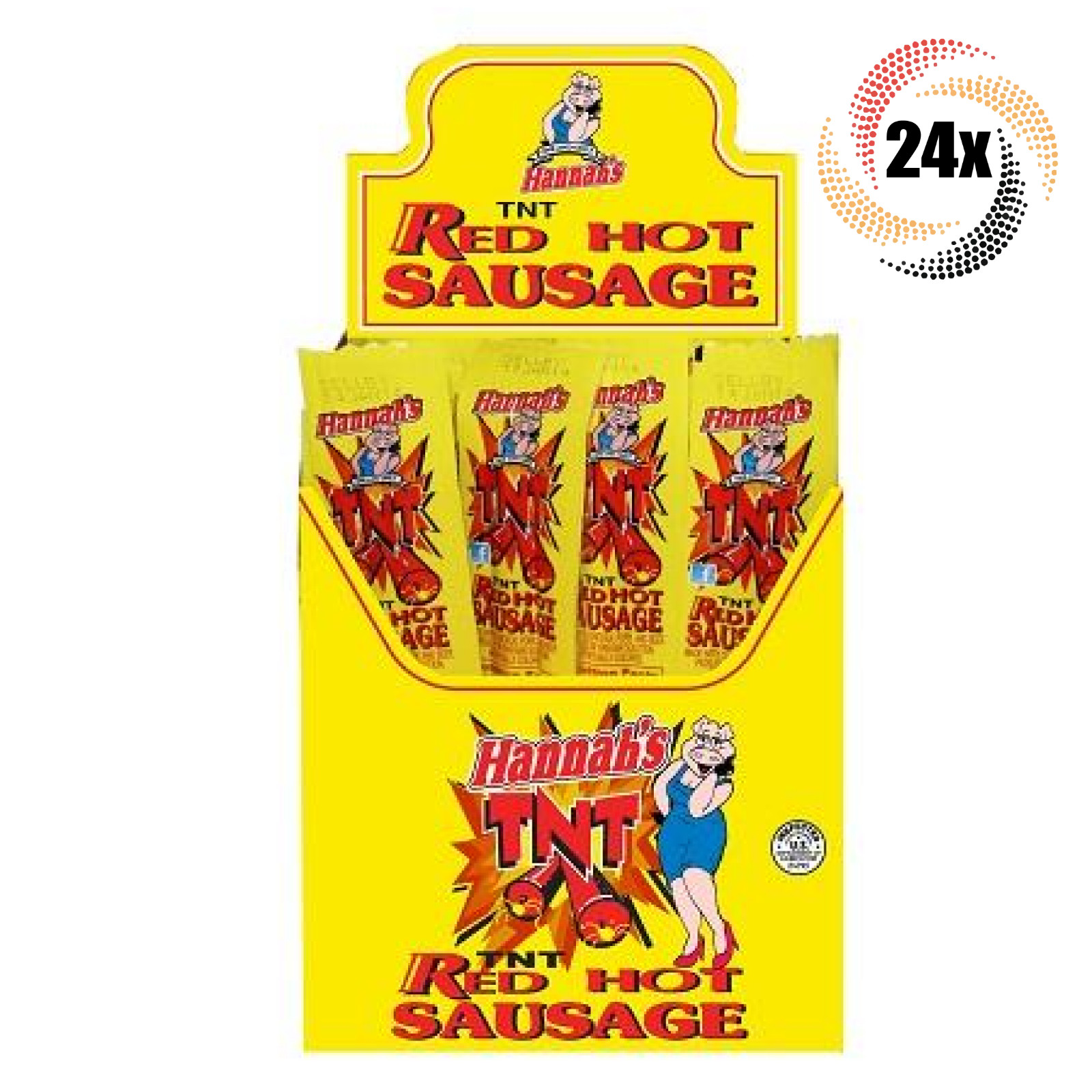 Full Box 24x Sausages Hannah’s TNT Red Hot Sausage | 1.7oz | Chicken Beef & Pork