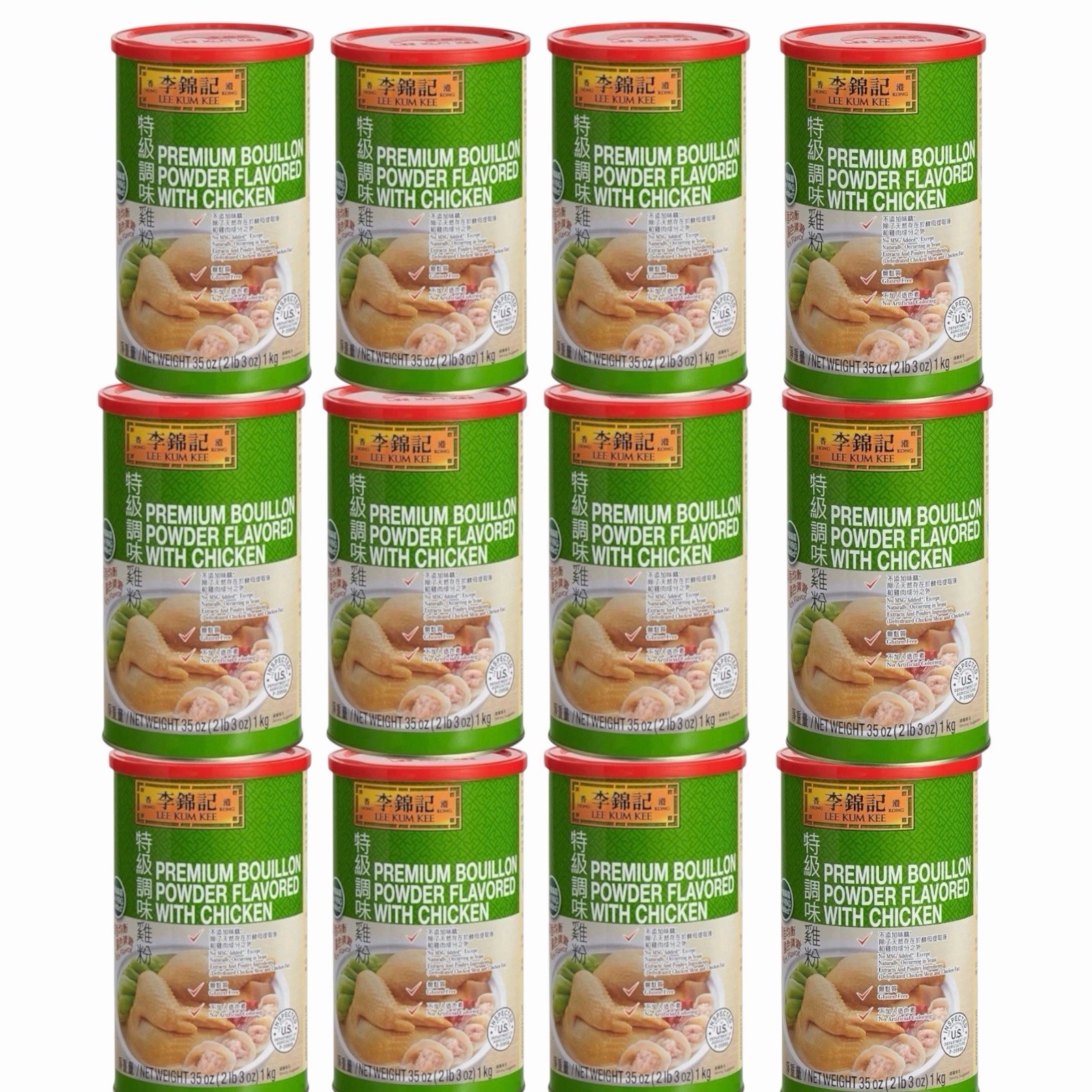 Lee Kum Kee Premium Bouillon Powder Flavored with Chicken 35 oz (Pack of 12)