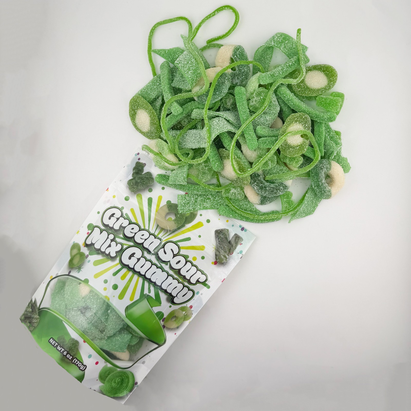 FirstChoiceCandy Sour Mix Gummies – Green,Pink,Blue,Super 6 Oz PK3,6,12