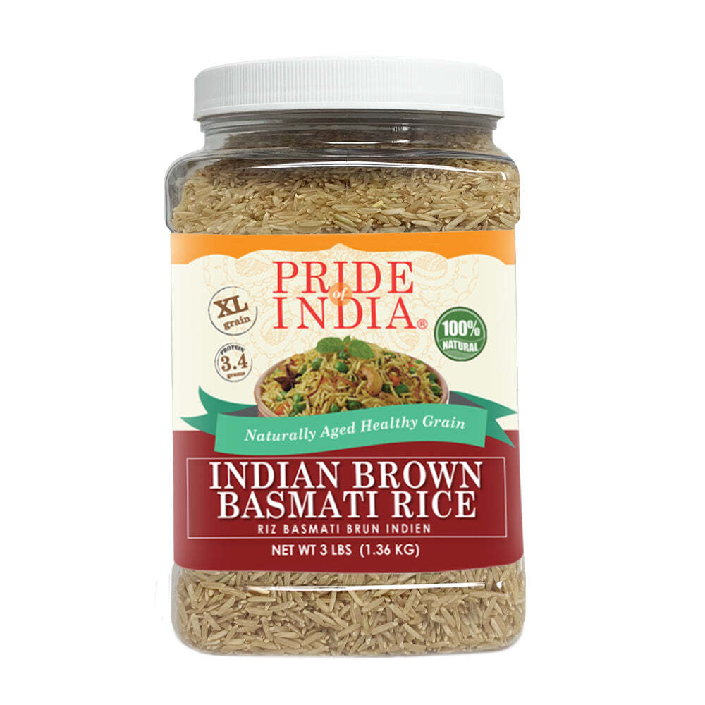Extra Long Indian Brown Basmati Rice – Naturally Aged Healthy Grain Jar