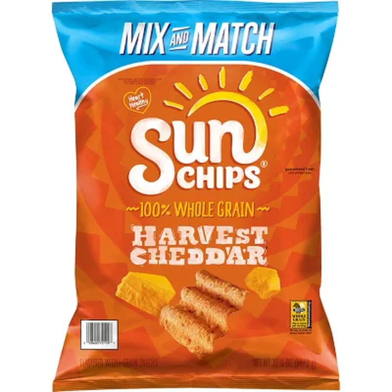 SunChips Whole Grain Harvest Cheddar Chips, 12.25 oz – Delicious & Crispy Snack