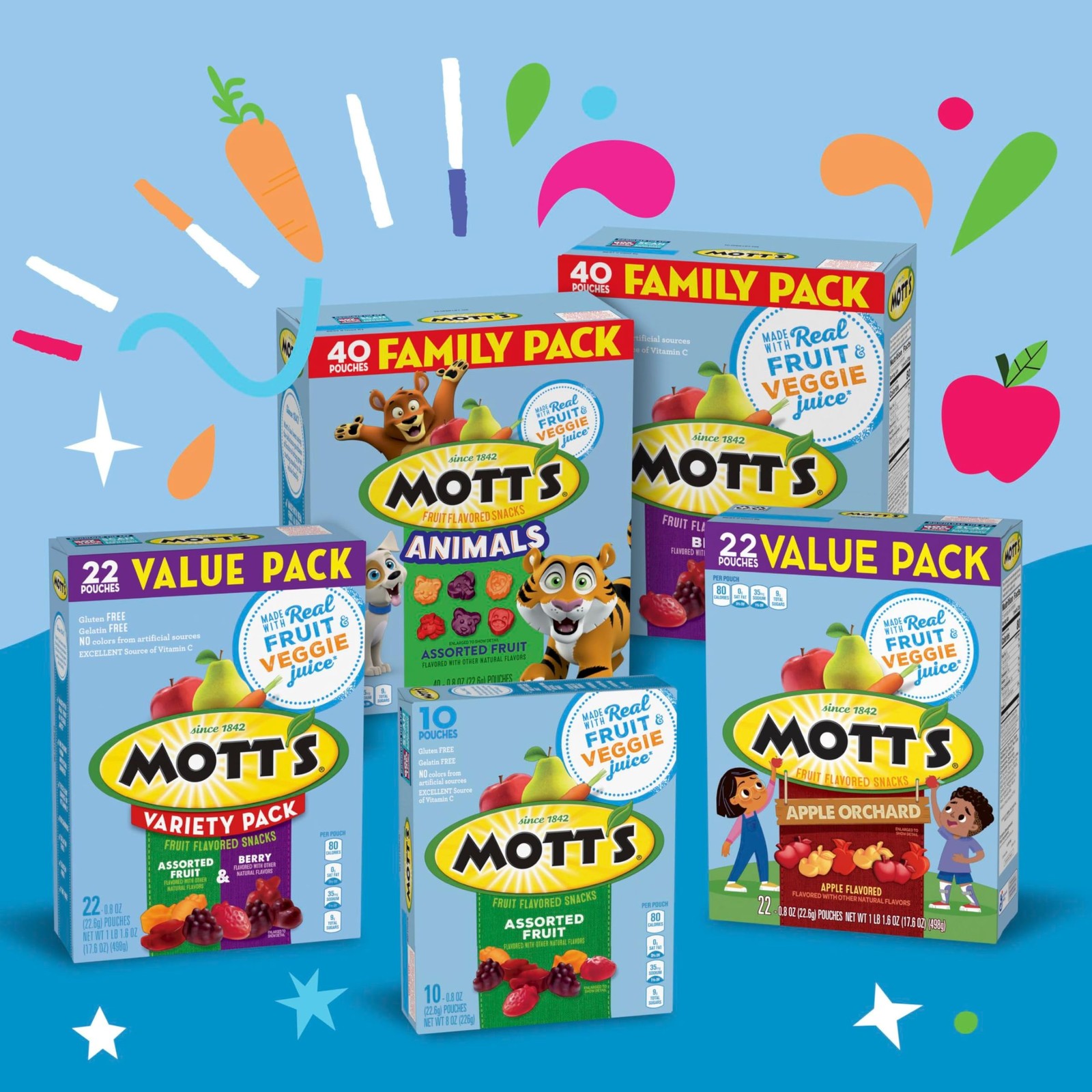 Mott’s Fruit Flavored Snacks, Berry, Gluten Free Snack, 40 Count (Pack of 1)