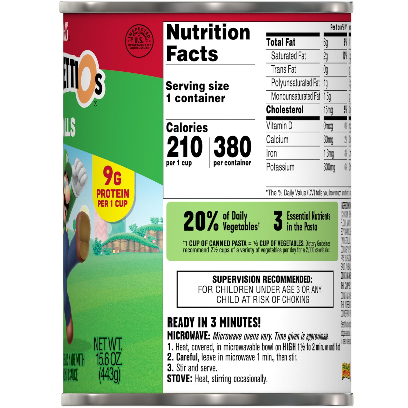 SpaghettiOs Super Mario Bros Canned Pasta with 15.6 Ounce (Pack of 1)