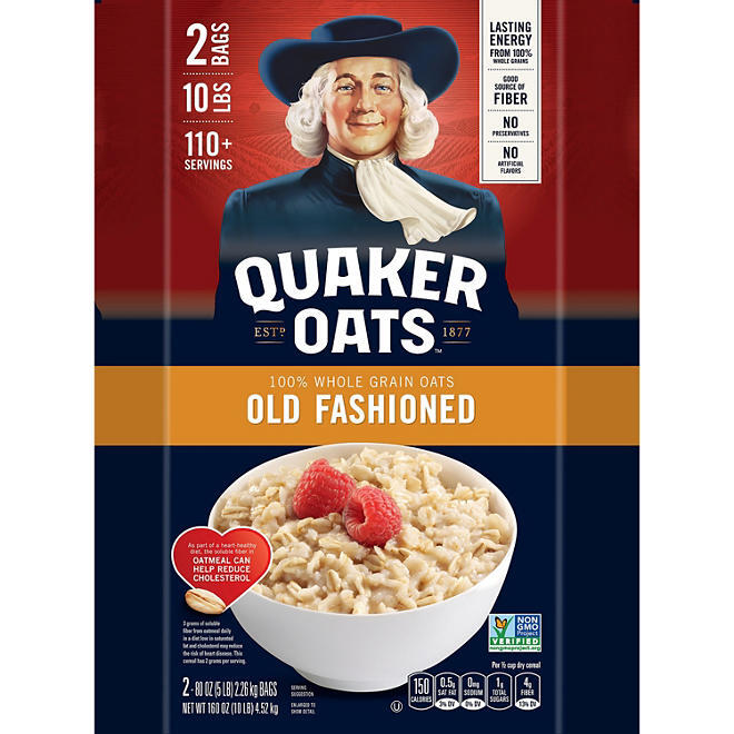 2 PACK – Quaker Oats Old Fashioned Oatmeal, 10 lbs (Total 20 lbs)
