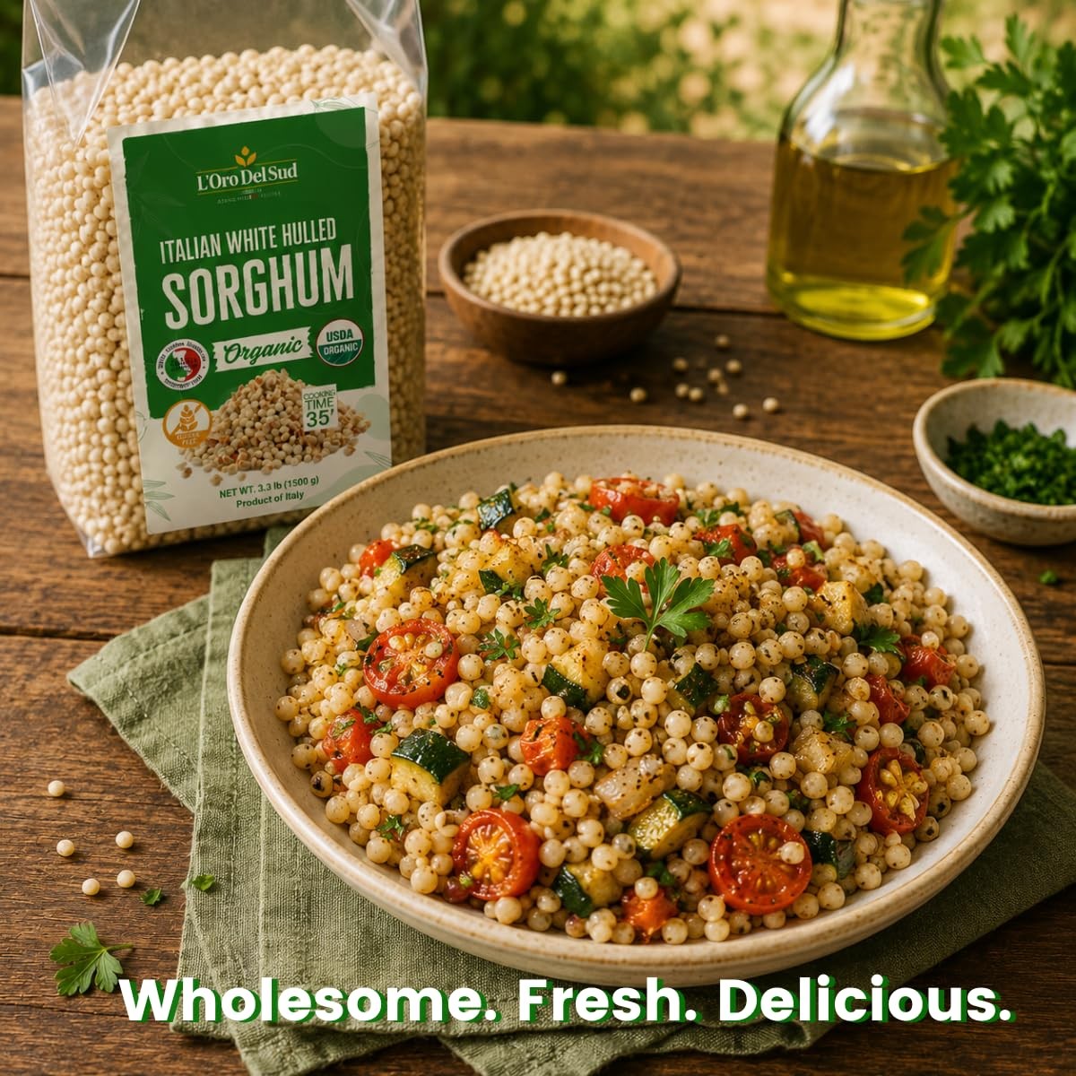 L’Oro del Sud, Organic Italian White Hulled Sorghum, NonGMO, Superfood, Bulk,…