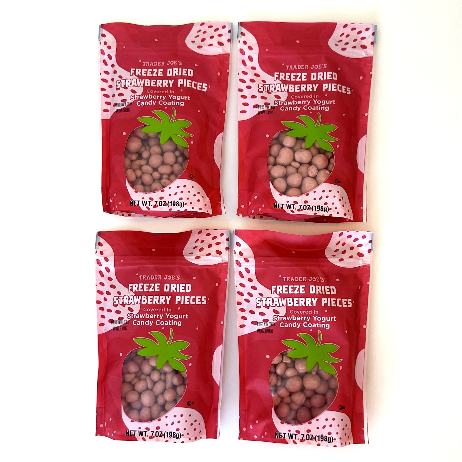 4 X Trader Joe’s Freeze Dried Strawberry Pieces in Yogurt Candy Coating 7oz Each