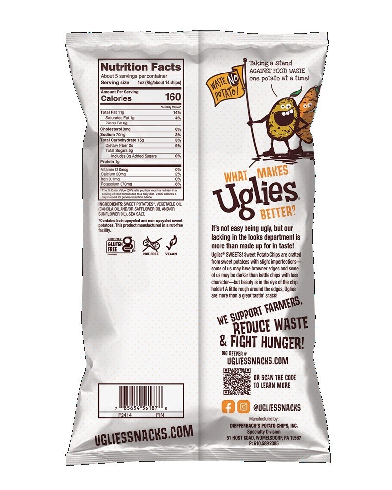 UGLIES Sweet Potato Chips Kettle-Cooked Reduce Food Waste 15oz 1 Bag DEC 2026