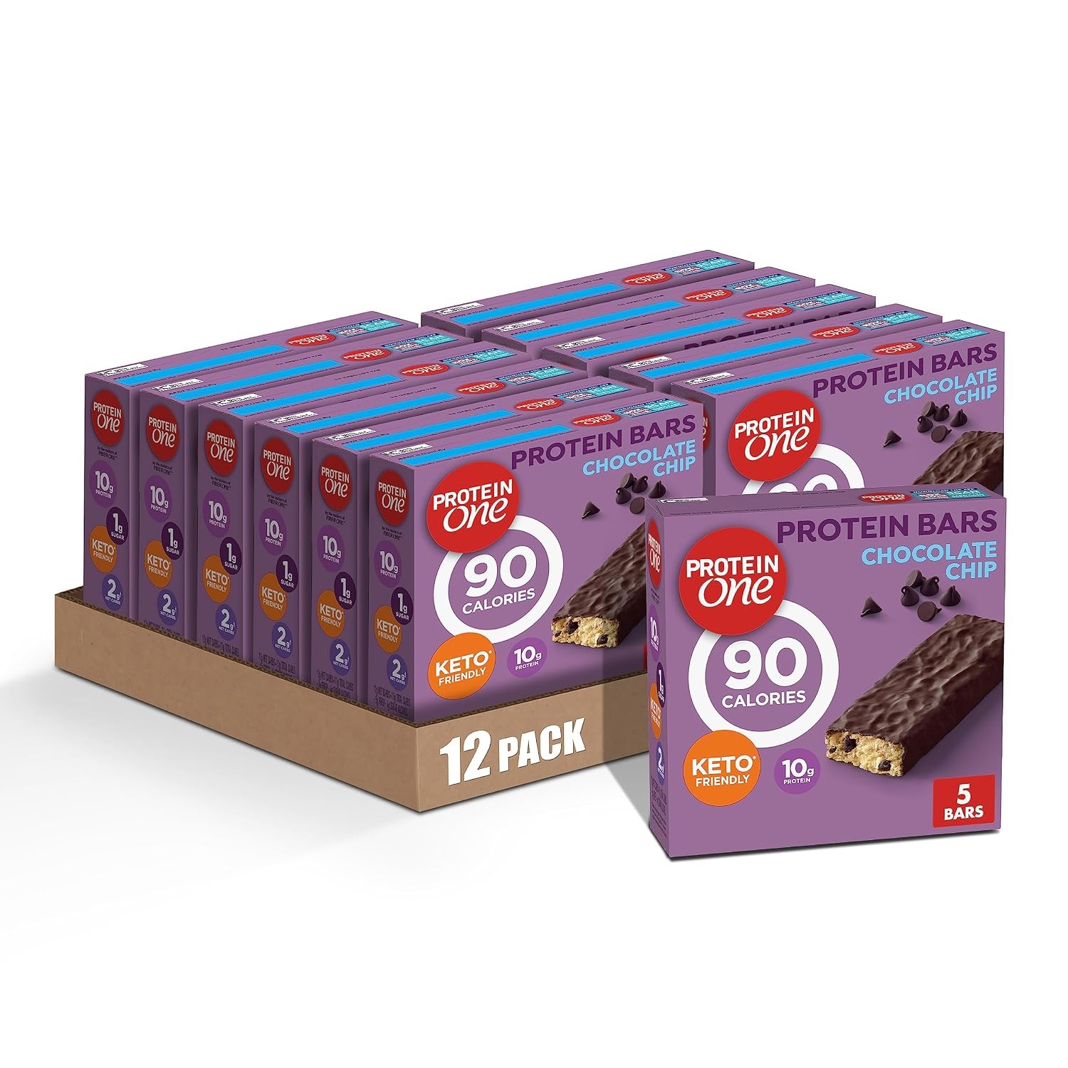 Protein One 90 Calorie Bars Chocolate Chip Keto 5ct 12pk