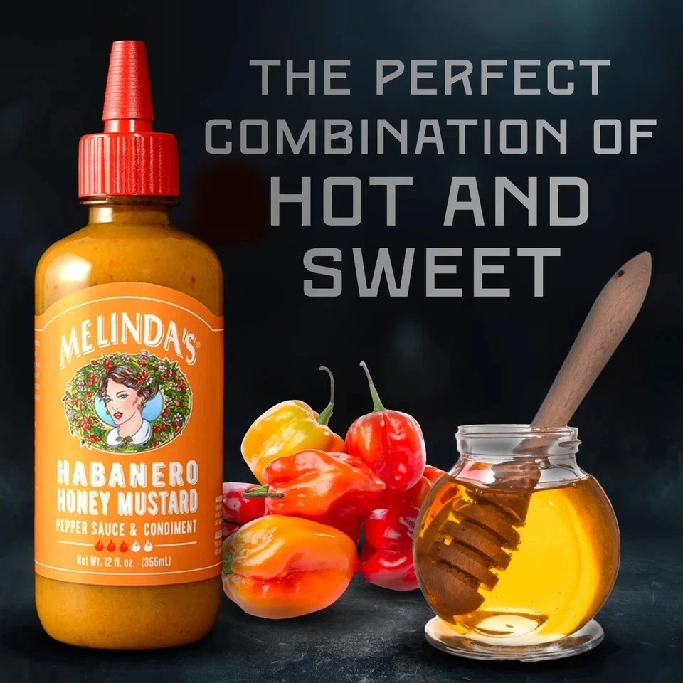 Melinda’s Habanero Honey Mustard, Pepper Sauce and Condiment, 12 Fl Oz
