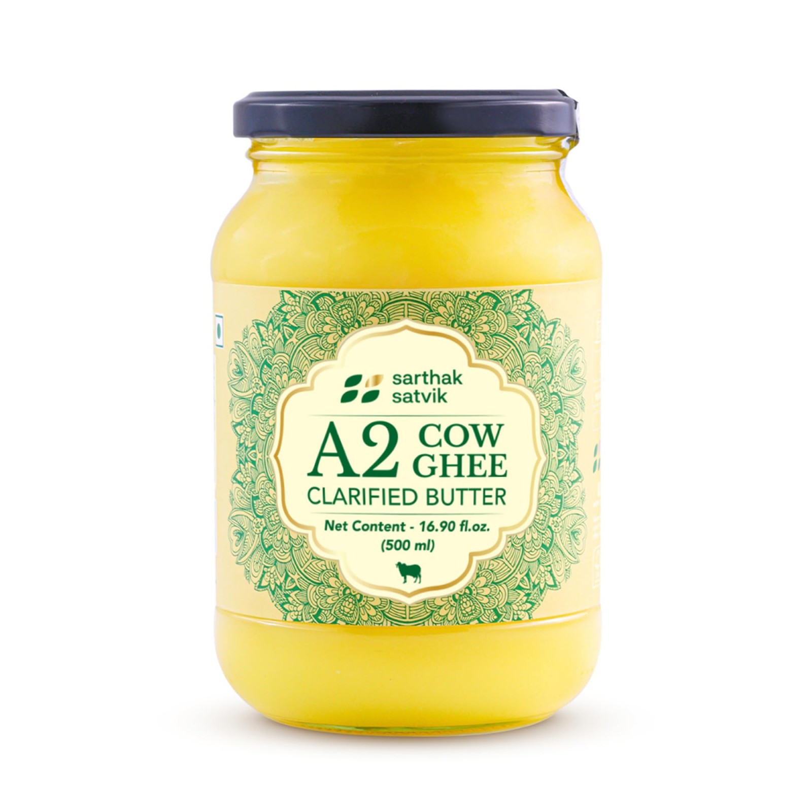 Sarthak Satvik A2 Cow Ghee Grass Fed Clarified Butter, 16.90 Oz Unsalted and …