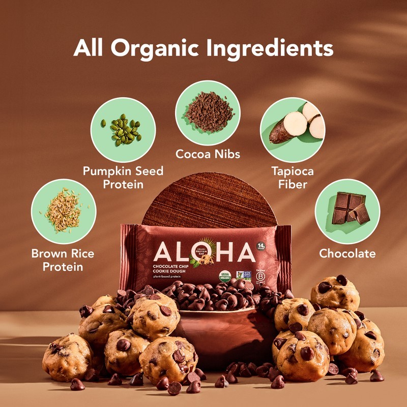 Chocolate Chip Cookie Dough Plant-Based Protein Bars – 14g Protein – 9.88oz/5ct