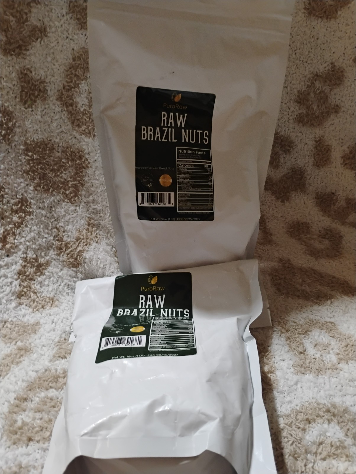 Raw Brazil Nuts 2 pack of 1lbs bag unsalted no shell whole nuts. Exp 8/15/2027