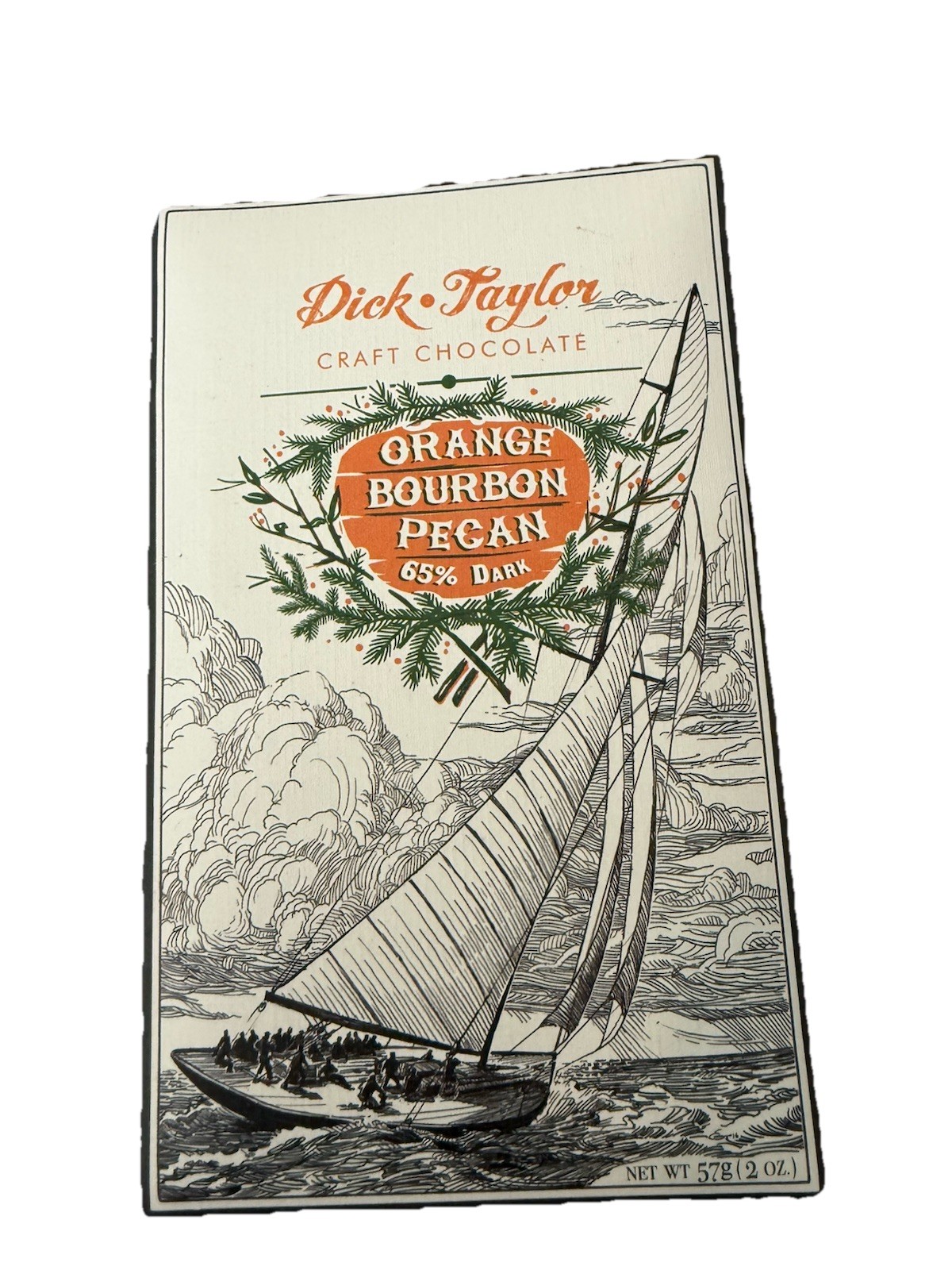 Dick Taylor Orange Bourbon Pecan 65% Dark Chocolate Craft Gourmet Belize 2 Oz