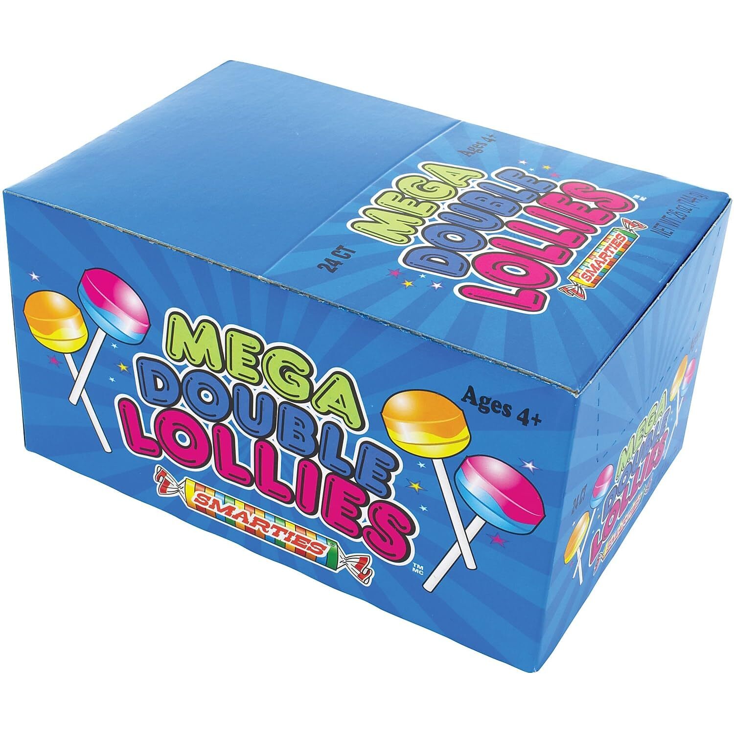 Smarties Double Lollies Mega Lollipops 24 Count Vegan Gluten Free Candy Treats
