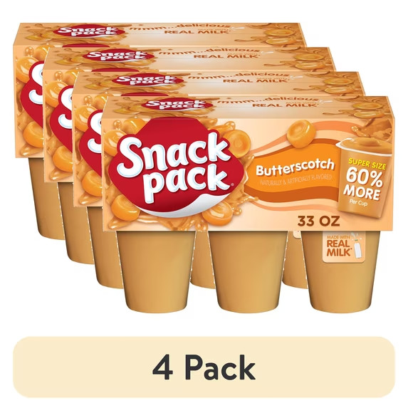 Super Size Butterscotch Pudding Cups 6 Pack 5.5 oz Each