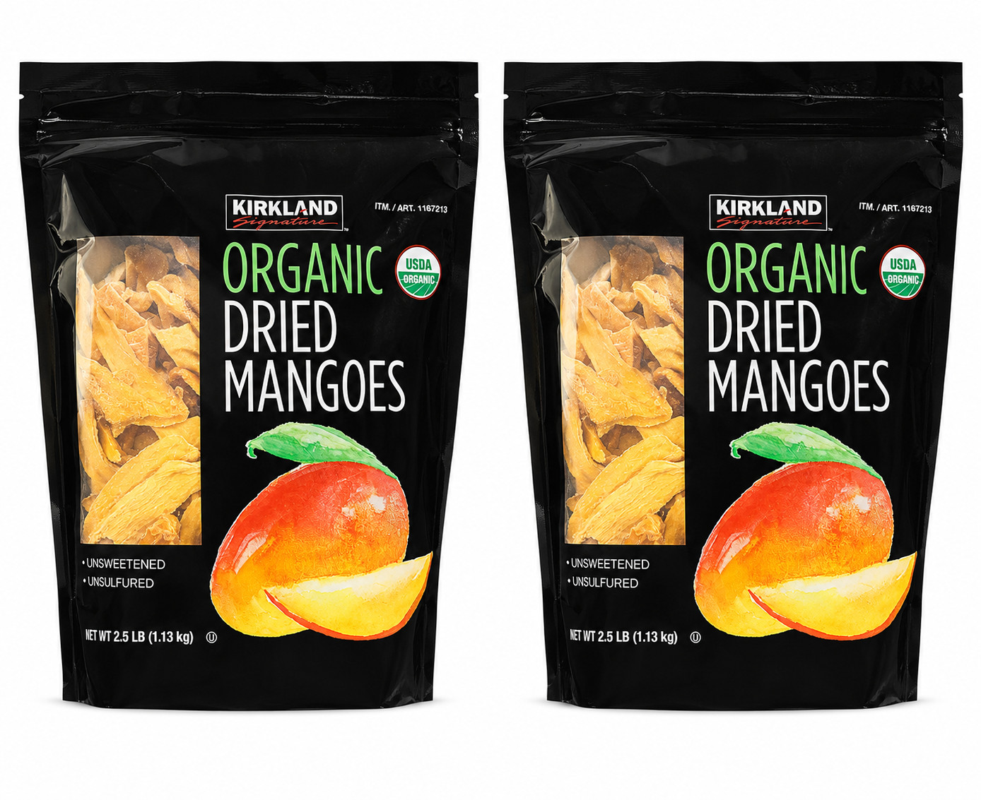 2 Packs Kirkland Signature Organic Dried Mangoes 40 OZ Each Pack, EXP 06/2027