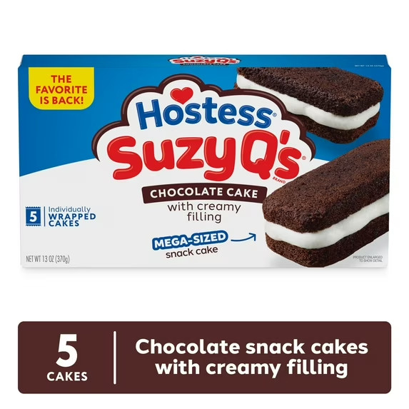 Suzy Q’s Chocolate Snack Cakes with Creamy Filling, 13 oz (5 Count) pack of 2