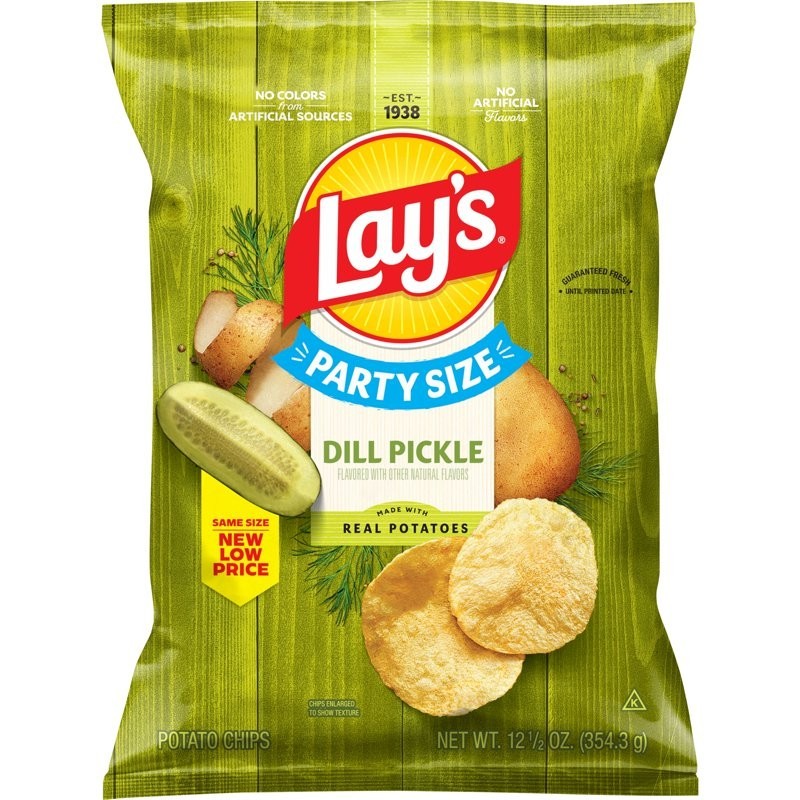 Lay’s Dill Pickle Flavored Potato Chips, Party size, 12.5 Oz Bag…