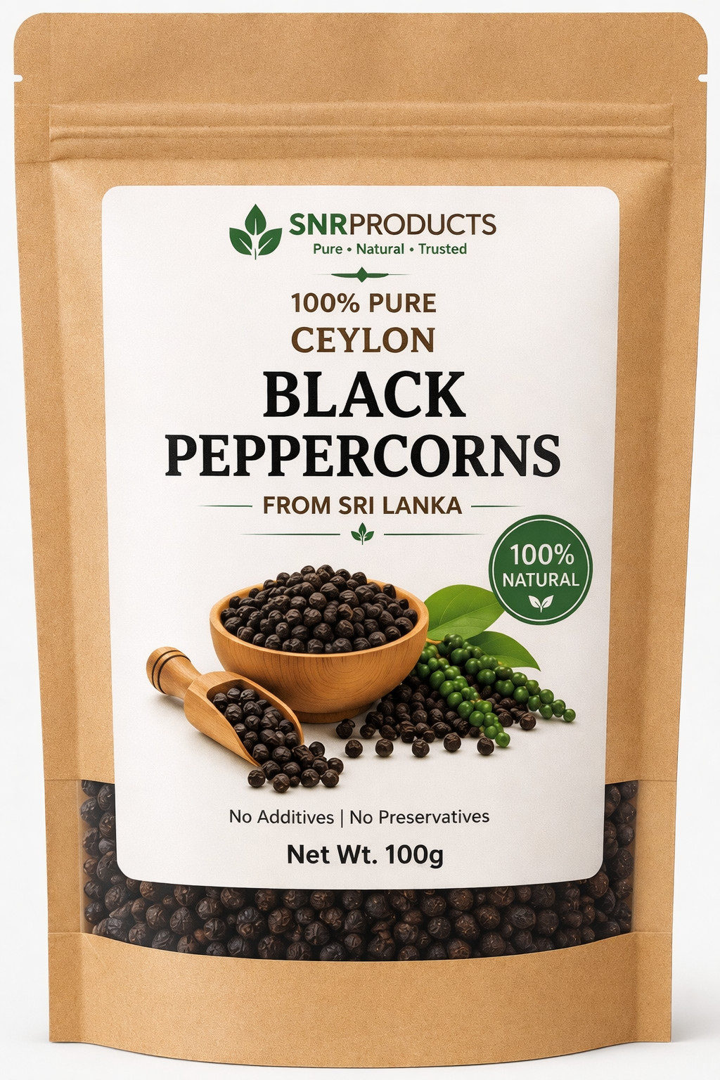 100% Pure Ceylon Black Peppercorns Whole Pepper Sri Lanka Natural Spice
