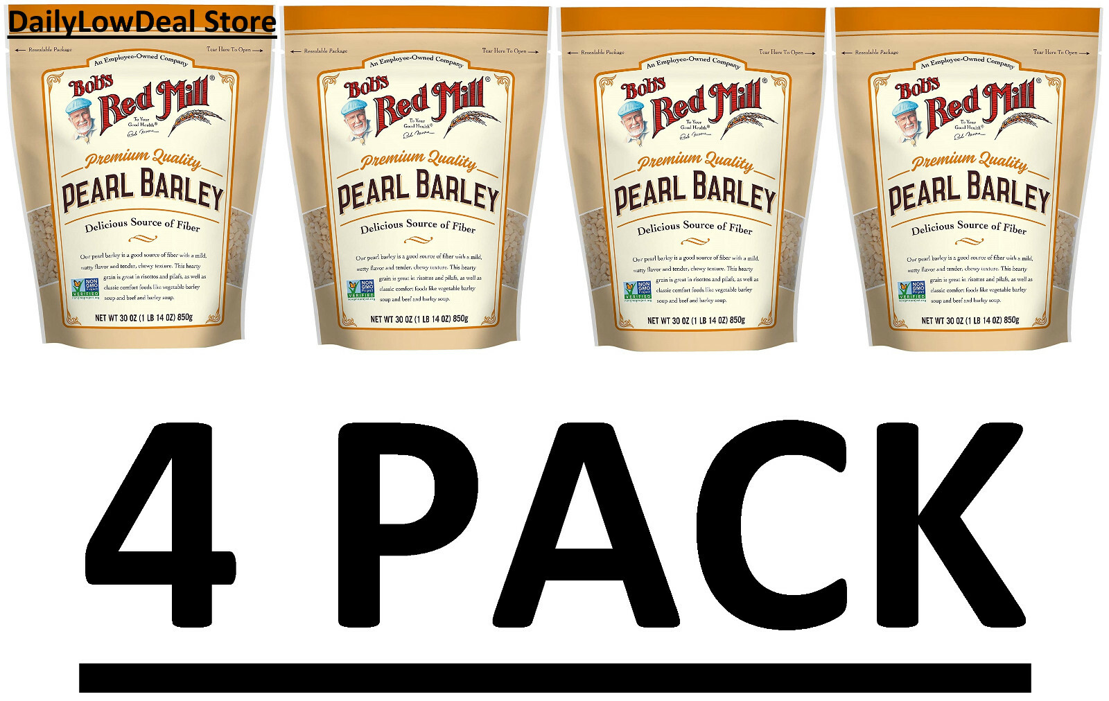 4 PACK – Bob’s Red Mill Pearl Barley 30 oz Pkg (Total 120 oz or 7.5 lbs) FRESH