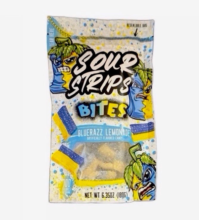 2 Pack Sour Strips Bluerazz Lemonade Bites Fruit Candy 6.35oz Each