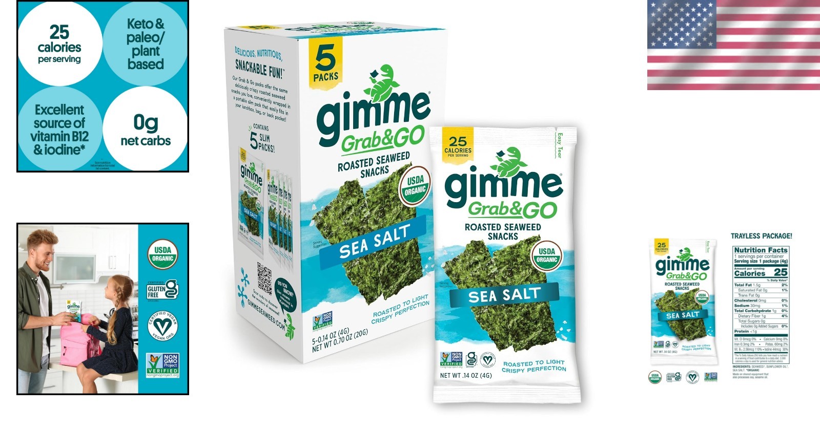 Delicious Portable Seaweed Snacks – , Gluten Free & 5 Count Healthy Snack
