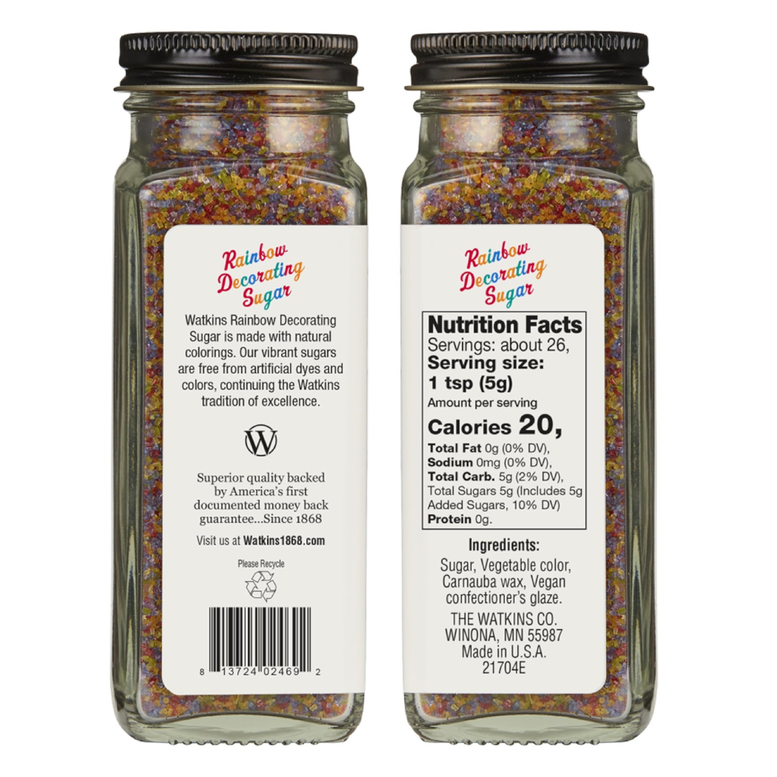 Watkins Rainbow Decorating Sugar (No 4.6 Ounce (Pack of 1),