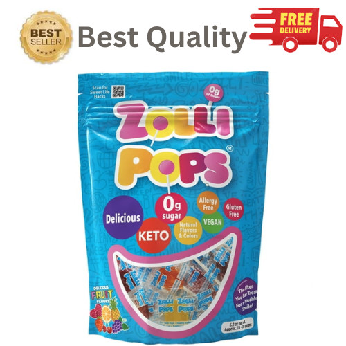 Zollipops Sugar Free Lollipops 5.2 oz Keto Vegan Natural Fruit Flavor Candy