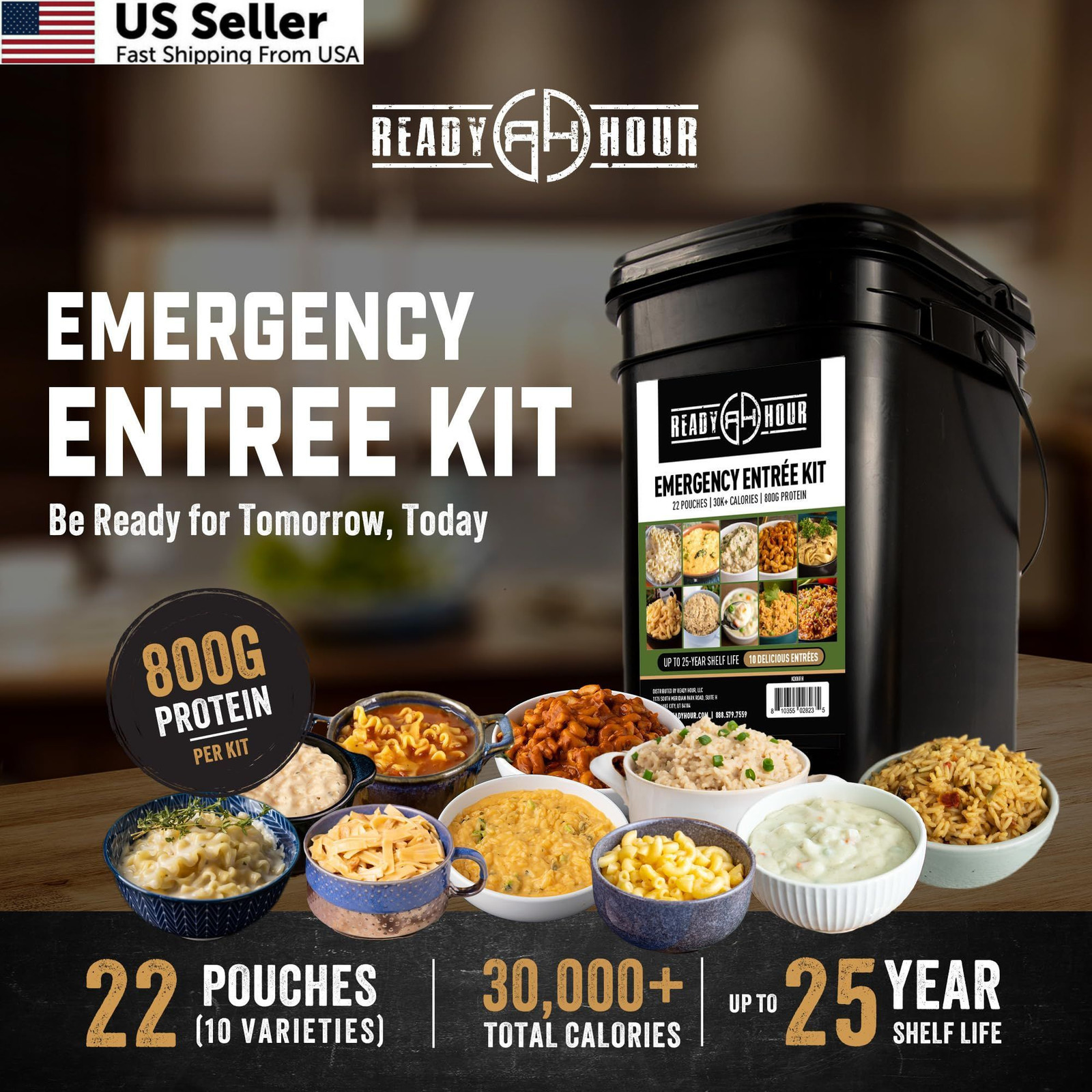Ready Hour 120 Serving Entree Bucket-Freeze Dried Emergency Food 120 ounces